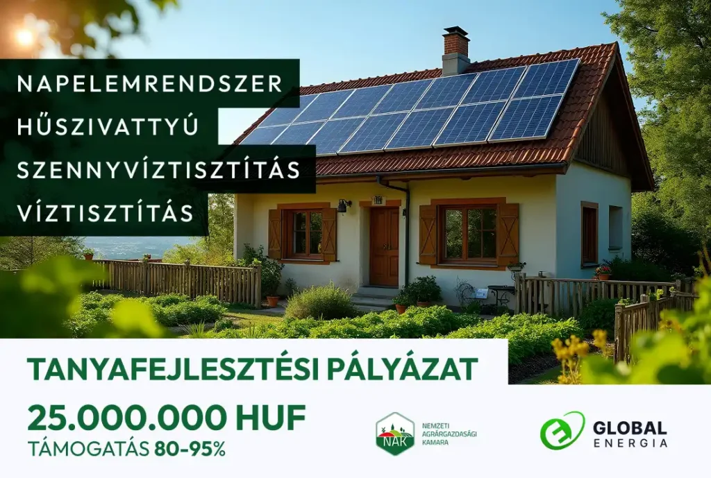Tanyafejlesztési pályázat 2025, hőszivattyú, napelem, víz, energetikai korszerűsítés